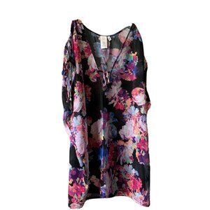 Bar III Women's Printed Cold-Shoulder Dress Swim Cover-Up Size M